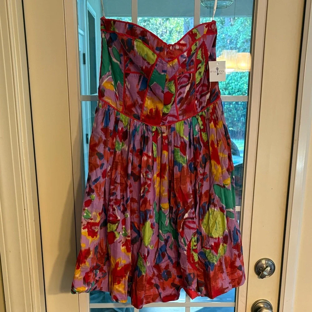 Aryn K Multicolor Strapless Dress - Picture 1 of 8
